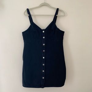 Topshop Black Denim Button-Up Dress Size 12